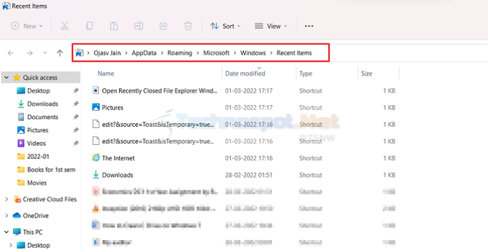 Reopen Recently Closed File Explorer Window In Windows 11/10