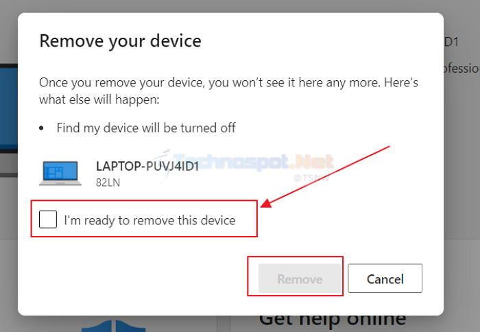 Remove Microsoft Account On Windows Confirmation