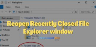 Reopen Recently Closed File Explorer window
