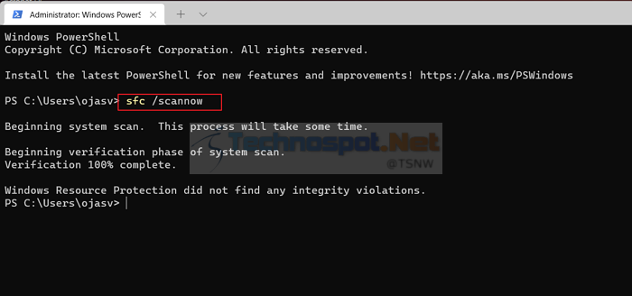 Run SFC command to solve issues with Windows registry