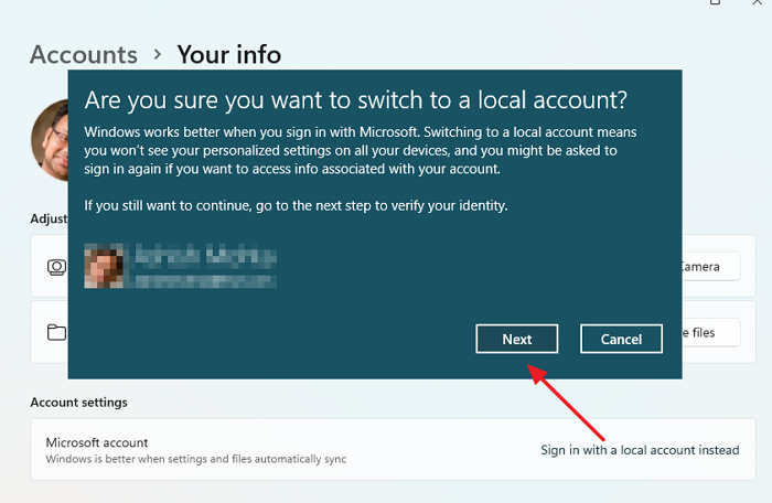 Sign in with local account Windows