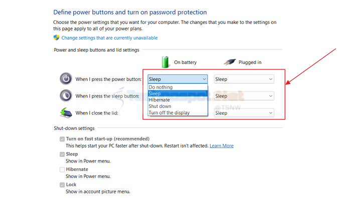 Changing what power buttons do in WIndows