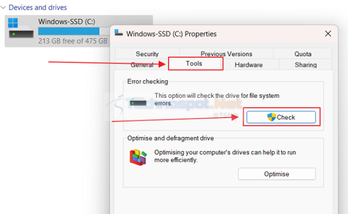 check disk drive health windows 10