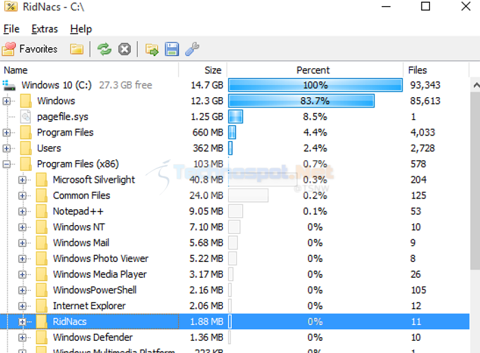 RidNacs Software To Analyze Hard Disk Space