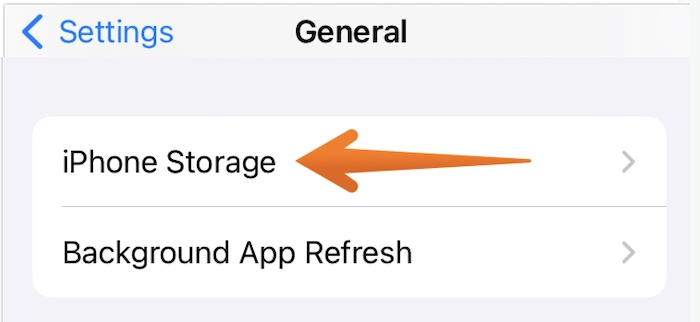Tap on iPhone Storage