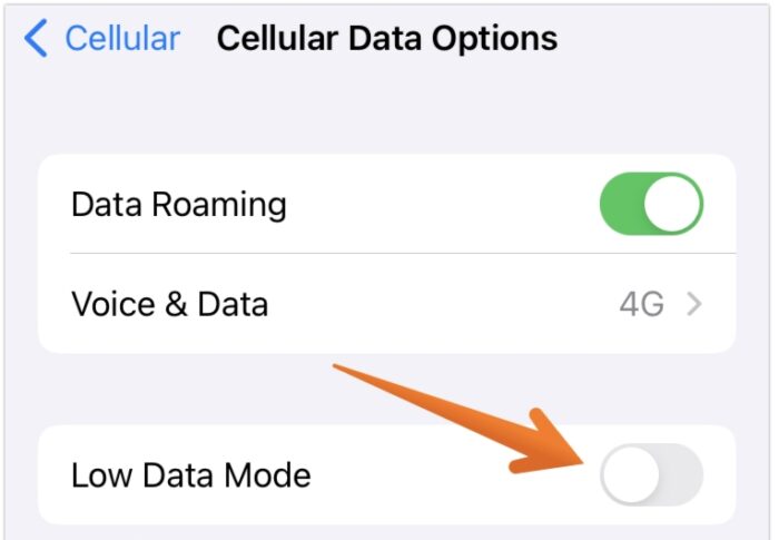 Toggle on Low Data Mode on iPhone
