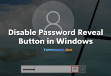 enable disable password reveal button windows