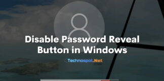 enable disable password reveal button windows