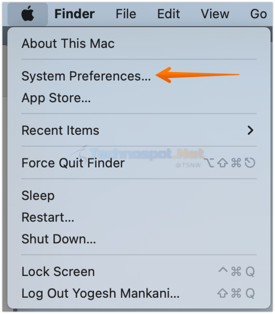 Click on System Preferences on Mac