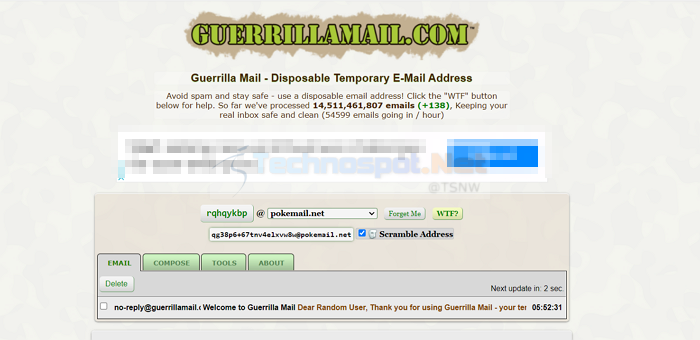 Guerilla Mail Temporary email service