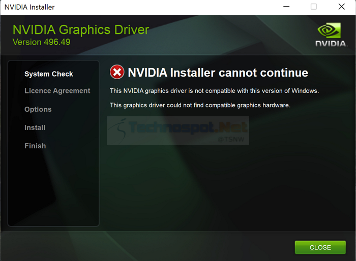Nvidia Installer GPU Not Found