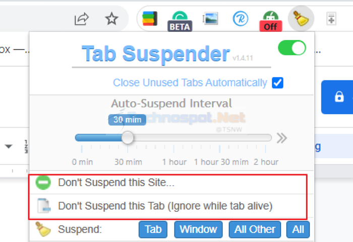 Tab Suspender for Chrome