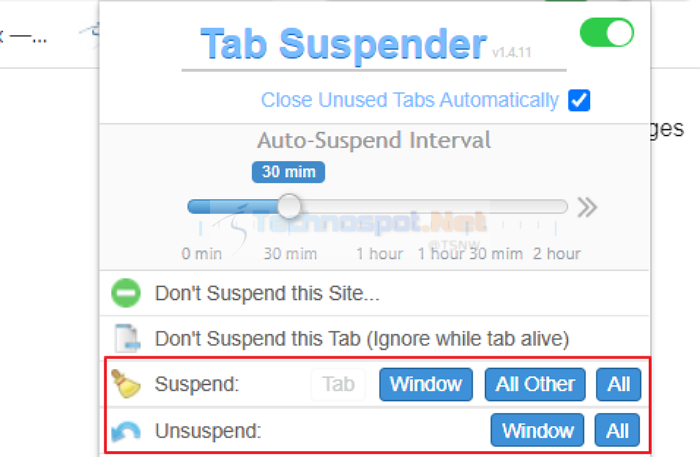 Suspend And Unsuspend Tabs In Tabs Suspender
