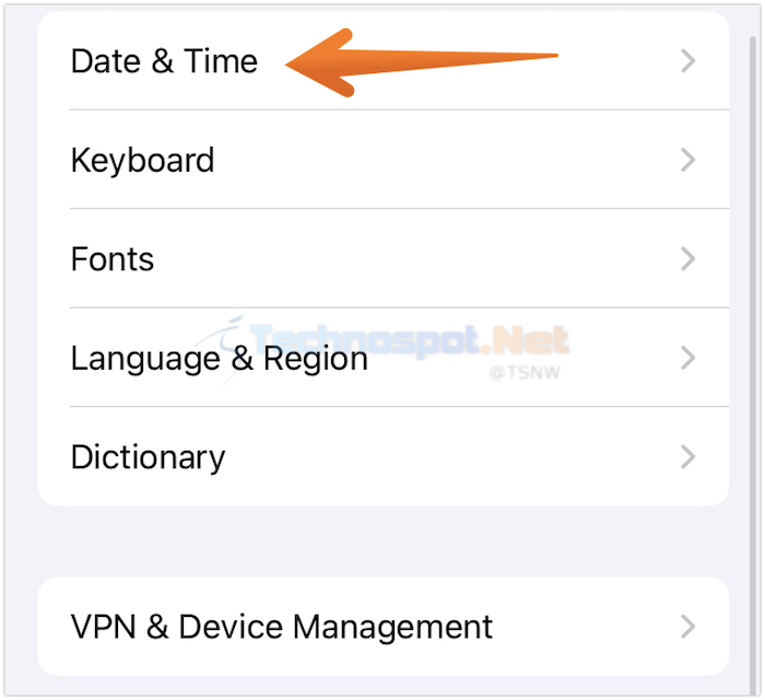 Tap on Date and Time in iPhone and iPad