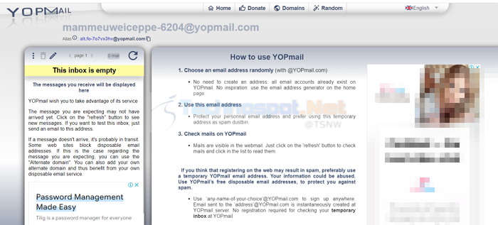 Yopmail Temporary Email service provider