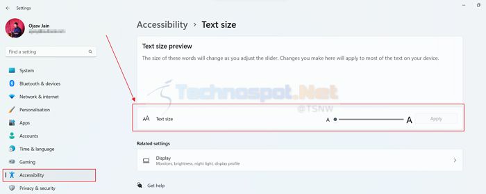 Changing Text size in Windows Via Accesibility Settings_result