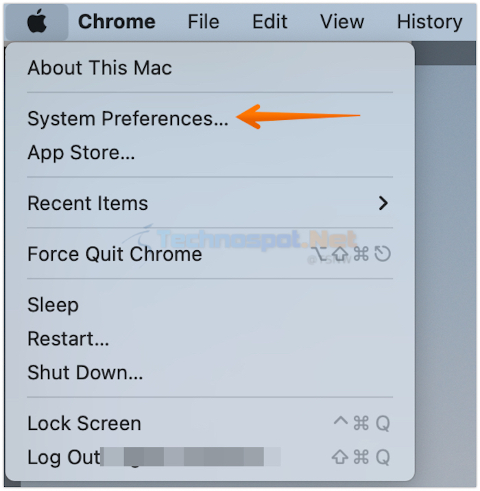 Click on Apple Menu and Then System Preferences in Mac