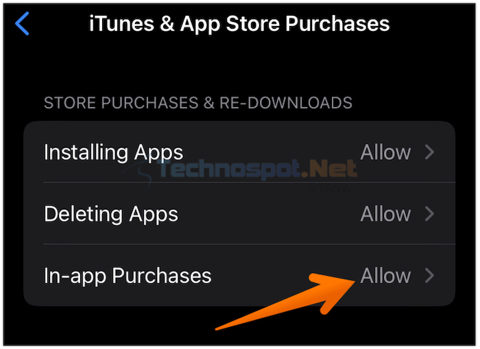 Press on In-App Purchases in iPhone