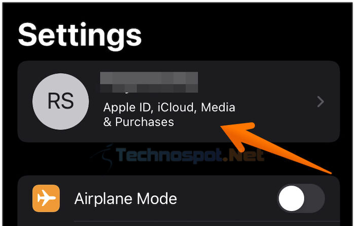 Tap on Profile Name in iPhone Settings
