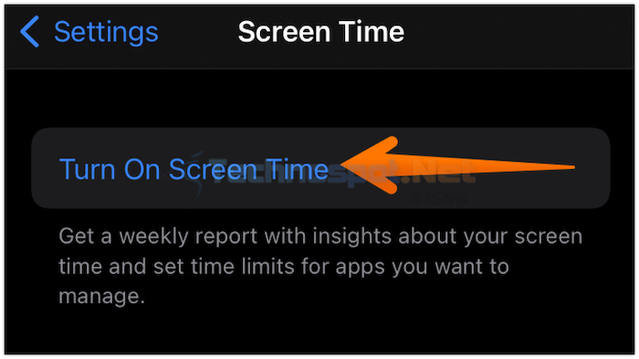 Turn on Screen Time in iPhone