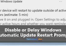 Disable or Delay Windows Automatic Update Restart Prompt