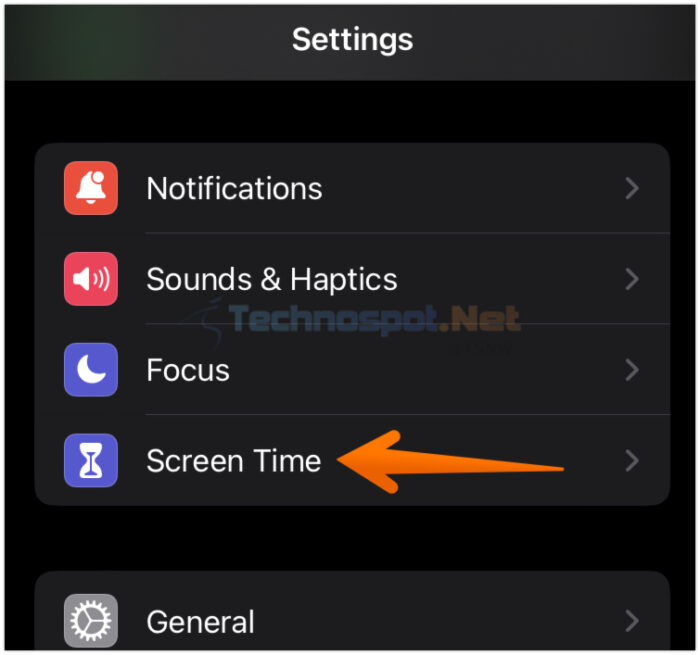 Open Screen Times on iPhone Settings