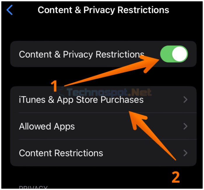 Turn on Content and Privacy Restrictions in iPhone