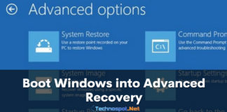 Boot Windows into Advanced Recovery