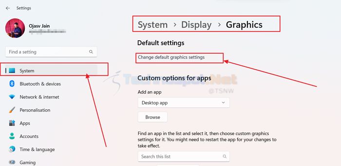 Changing Default Graphics Settings in Windows