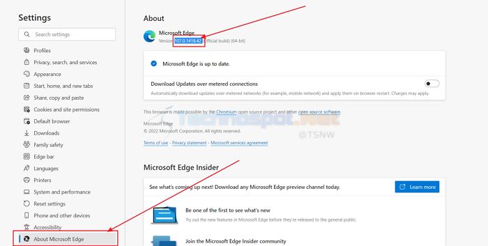 Checking Microsoft Edge Version Number In Windows