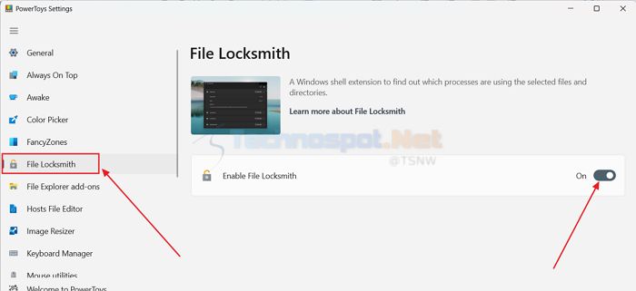 Enabling File Locksmith in Windows Powertoys