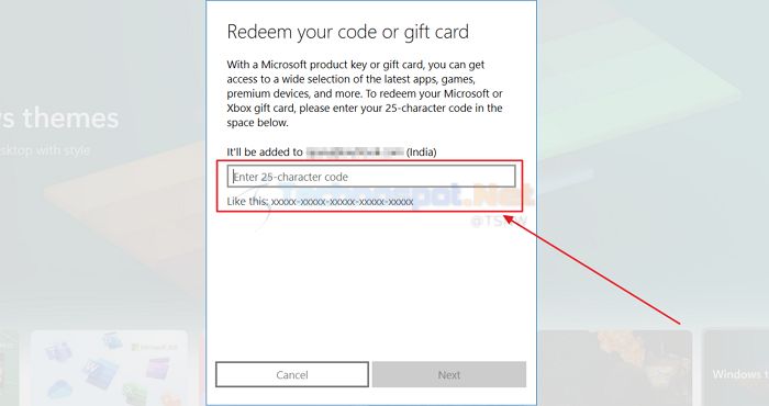 Entering Redeem Code And Gift Cards On Microsoft Store