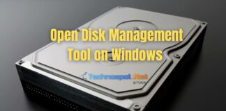 Open Disk Management Tool on Windows