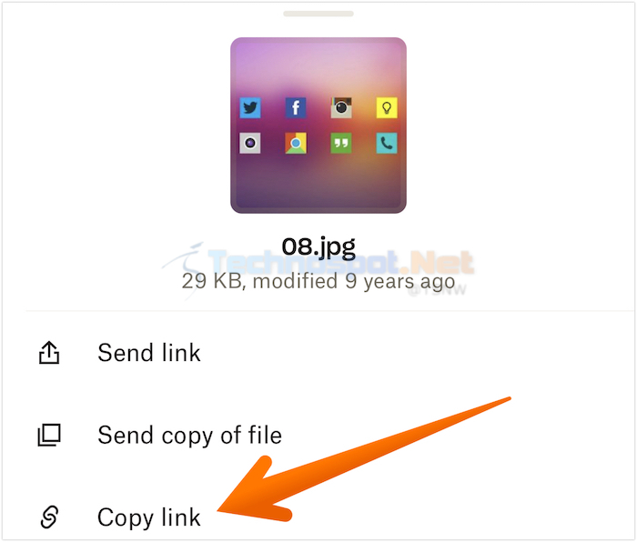 Copy Link on DropBox iPhone App to Share