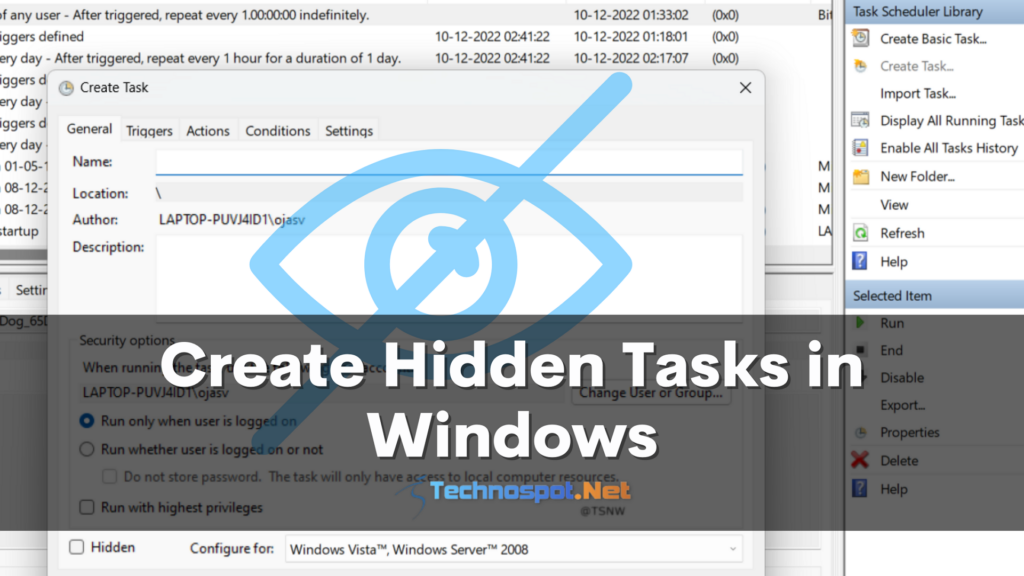 How To Create Hidden Tasks in Windows 11/10