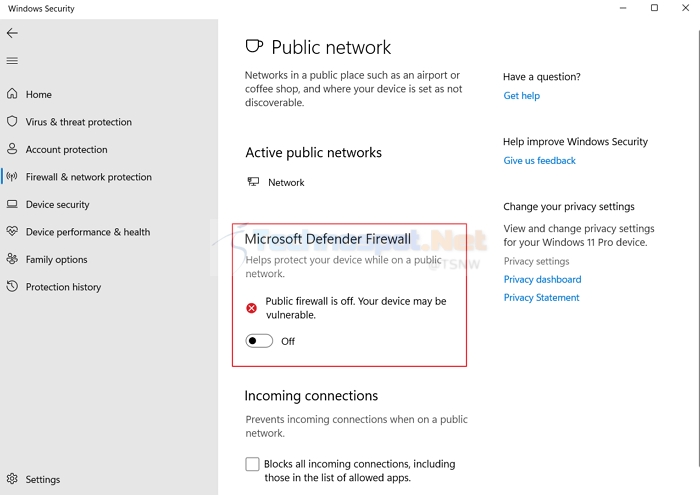 Disable Microsoft Defender Firewall Printer Sharing