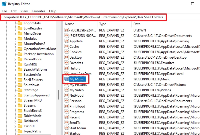 Folder Location using Windows Registry