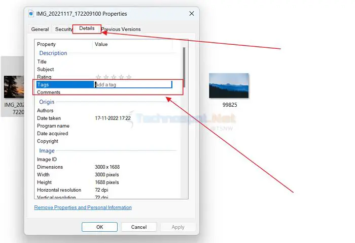 Adding tags to a file in Windows File Explorer