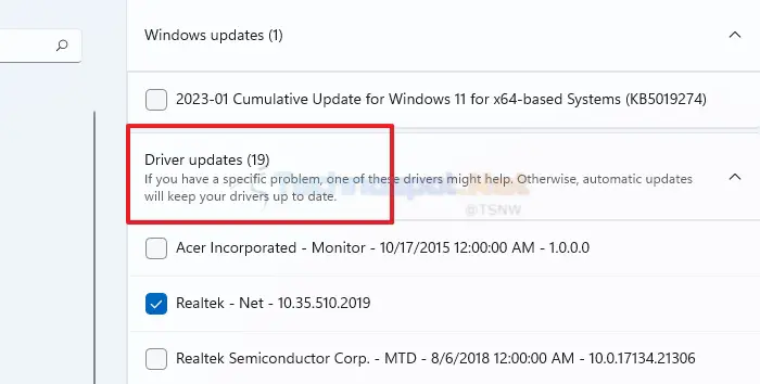 Click on Driver Updates and Download