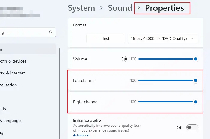 Adjust the Left and Right Channel Audio