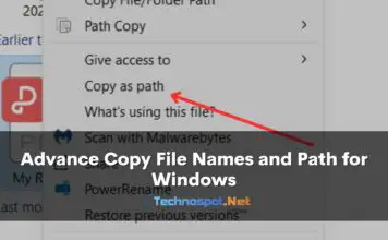 Advance Copy File Names and Path for Windows