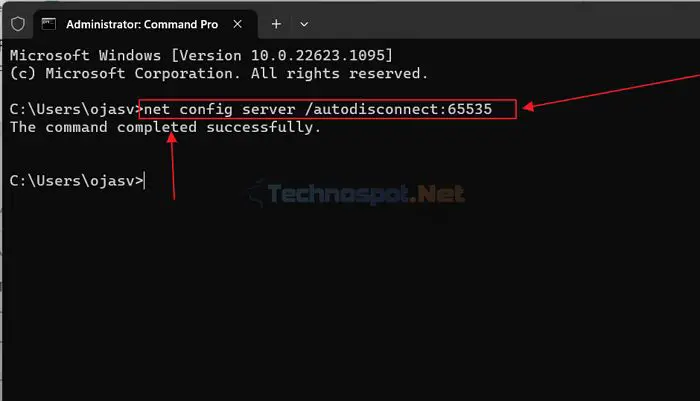Changing the auto disconnect default duration in Windows terminal