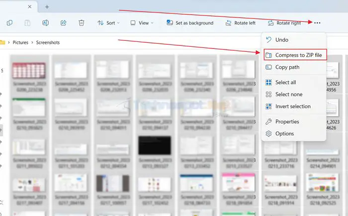 Compress multiple image files to a ZIp file