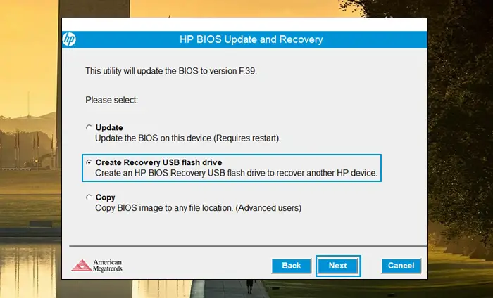 Create HP Recovery Windows BIOS