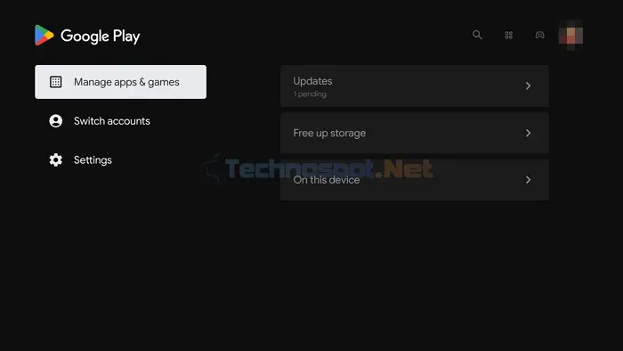 Manage Apps Games Android TV