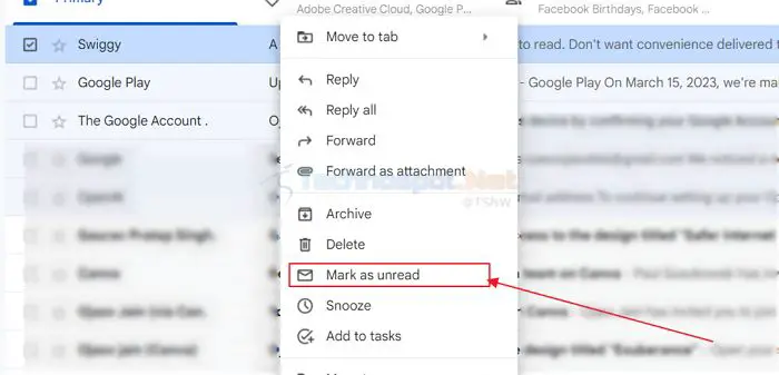 Mark a single message as unread in Gmail