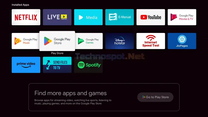 Open Google Play Store Android TV