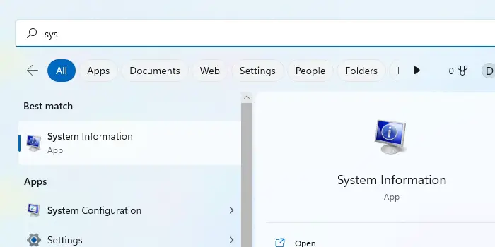 Open System Information in Windows Pc from Start Menu