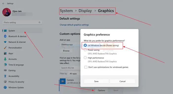 Resetting GPU settings to default in Windows Settings