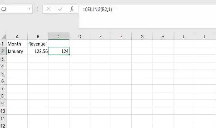 Excel CEILING Formula with sample and results